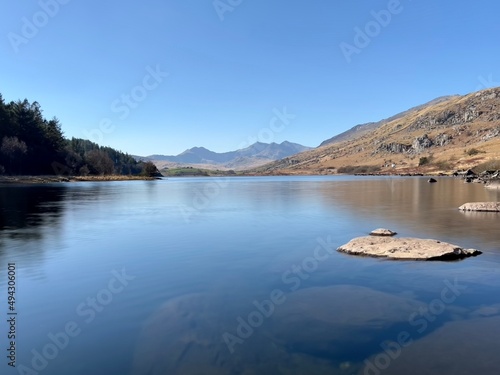 Capel Curing lake in Snowdonia mountains