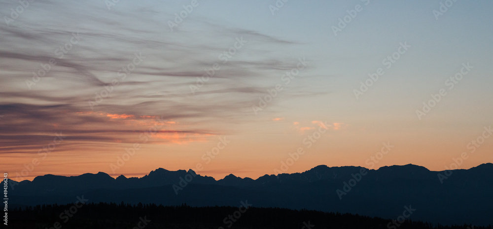 Long horizontal landscape of mountains in an awesome sunset Long horizontal landscape of mountains in an awesome sunset
