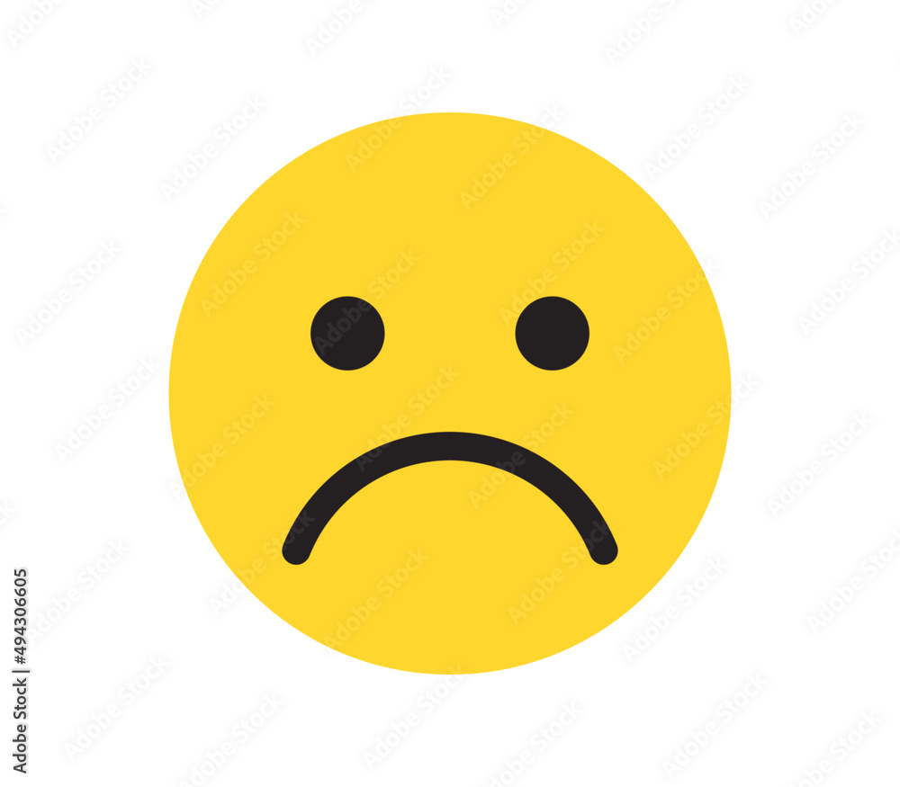 Fototapeta premium Simple emotion face and yellow cartoon emoji flat vector illustration. 