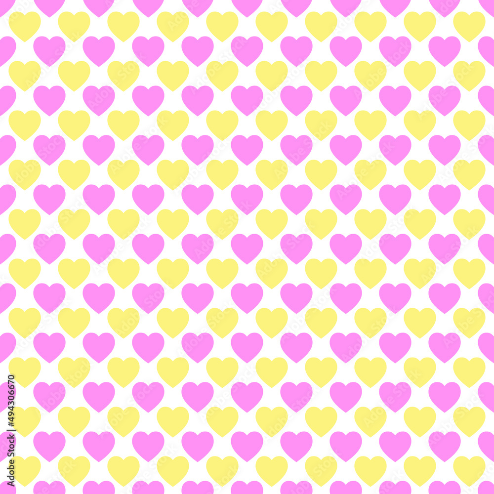 Love background. Pink and yellow hearts pattern on white backdrop. Illustration of heart shape on white squares. Pattern of love on Valentine's day. Happy Valentine's day. Love background. Pink and yellow hearts pattern on white backdrop. Illustration of heart shape on white squares. Pattern of love on Valentine's day. Happy Valentine's day.