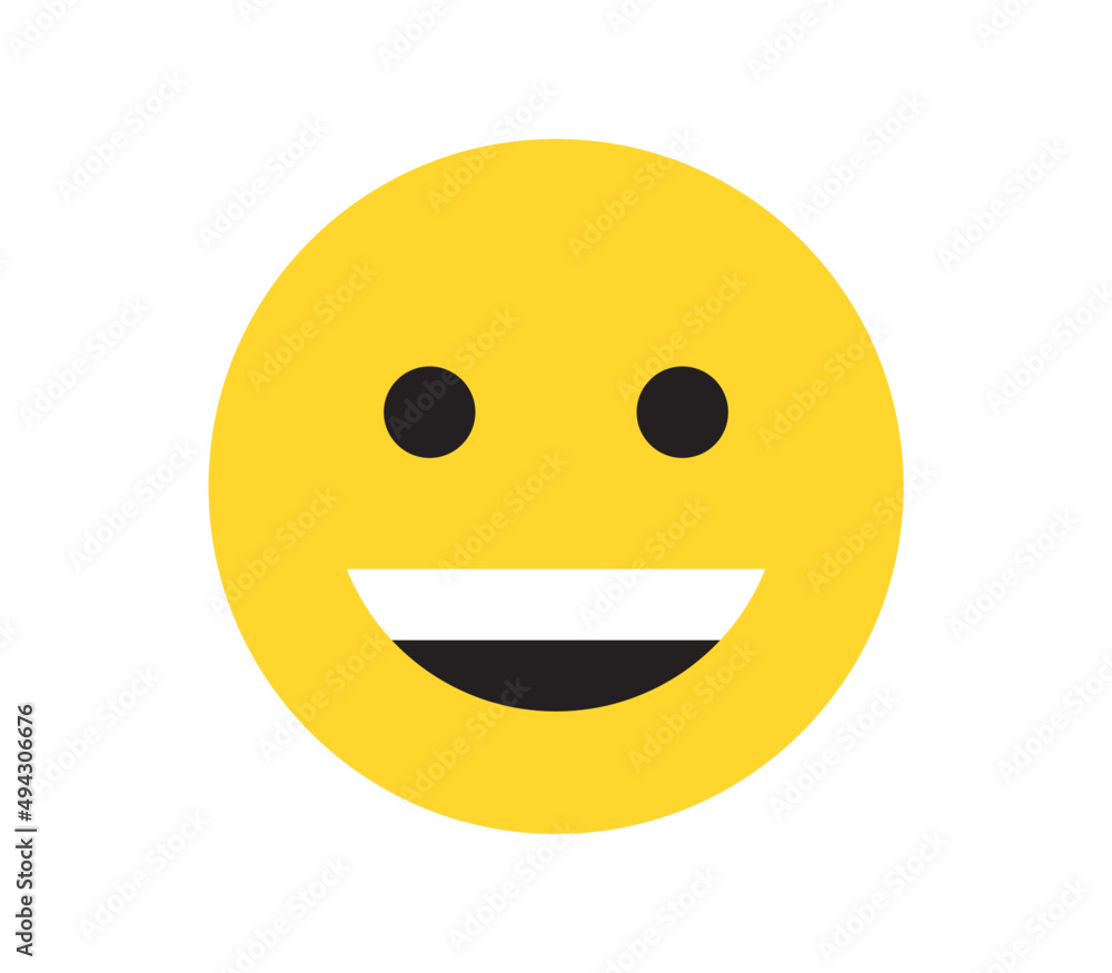 Simple emotion face and yellow cartoon emoji flat vector illustration.
