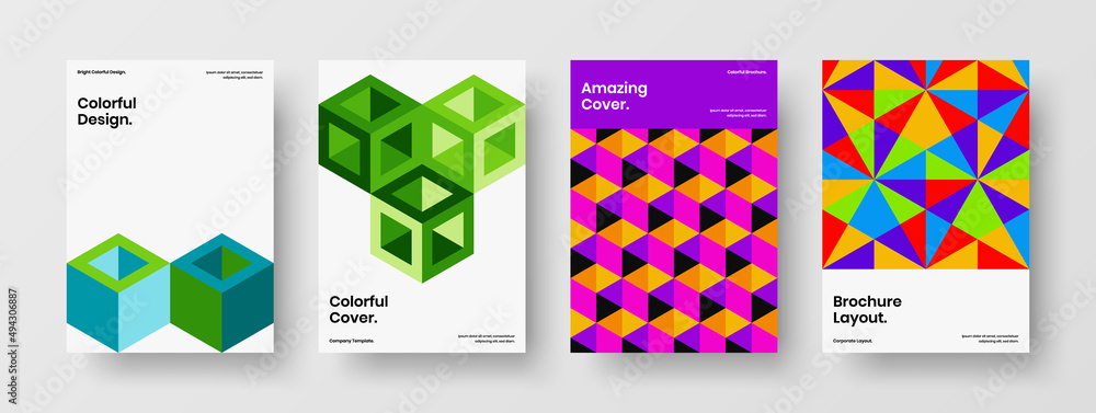 Abstract geometric shapes banner illustration collection. Isolated front page A4 vector design layout composition.