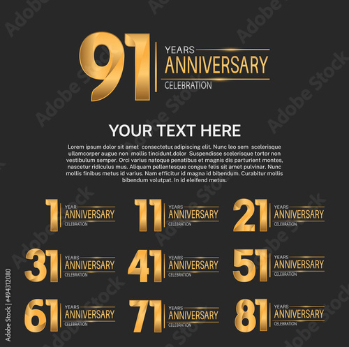 set anniversary logotype premium collection golden color on black background