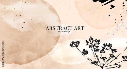 Dry flower banner, modern template. Pink floral decoration  in vector . Watercolor Bouquet invitation