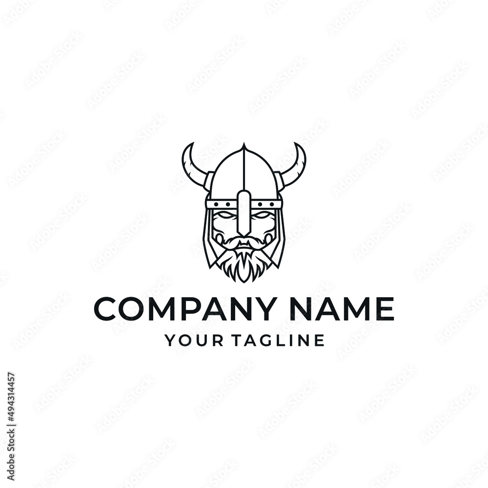 Viking Head Line Art Logo Design Viking Head Line Art Logo Design