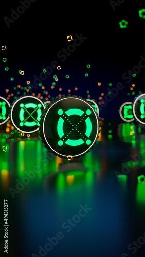 Foto Elrond cryptocurrency symbol. Blockchain finance technology