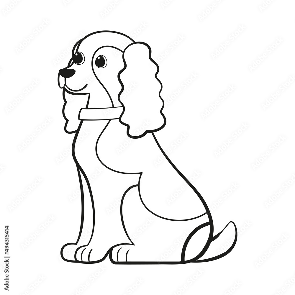 Obraz premium Isolated cute cocker spaniel dog breed cartoon Vector illustration