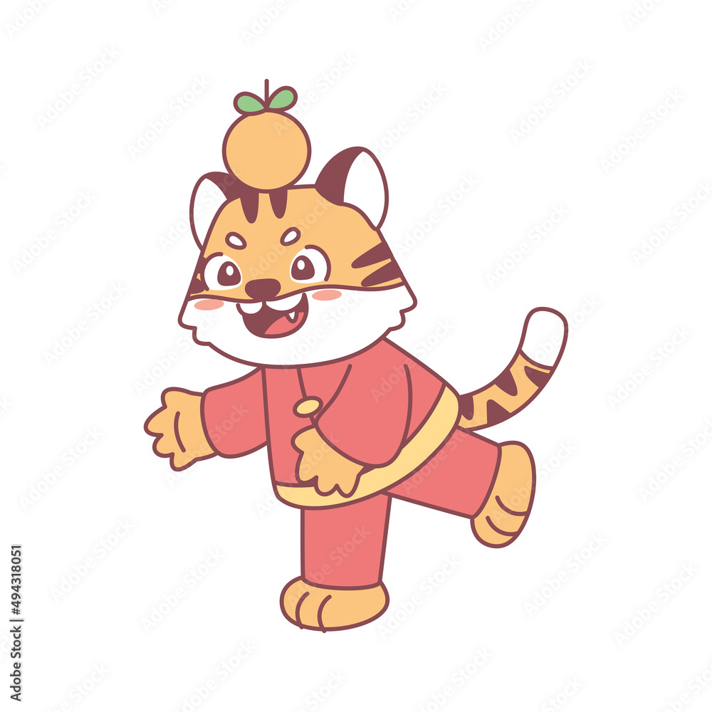 Isolated cute lion with traditional chinese clothes Zodiac sign Vector illustration Isolated cute lion with traditional chinese clothes Zodiac sign Vector illustration