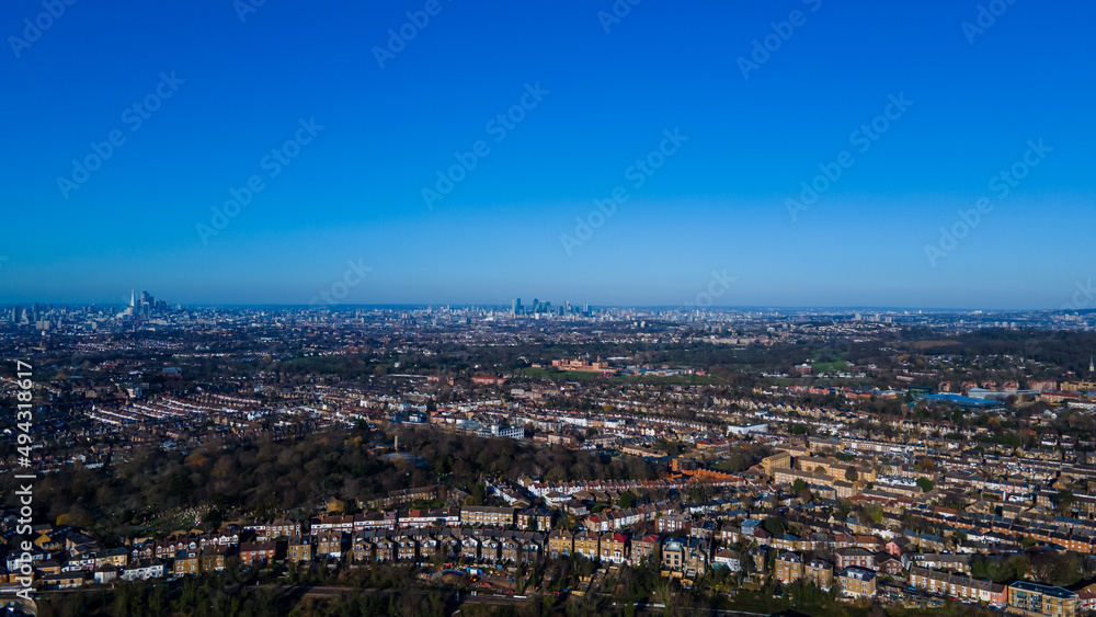 Obraz premium London Cityscape with the City of London and Canary Wharf on the Horizon