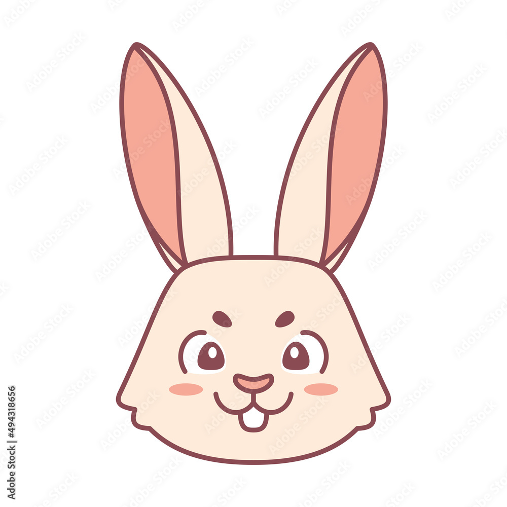 Fototapeta premium Isolated cute rabbit avatar Zodiac sign Vector illustration