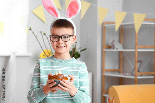 Cute little boy with bunny ...