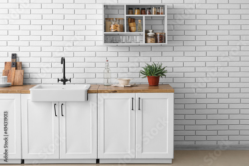 Counters with sink, kitchen...