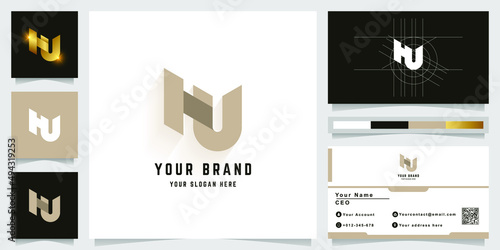 Letter HU or NU monogram logo