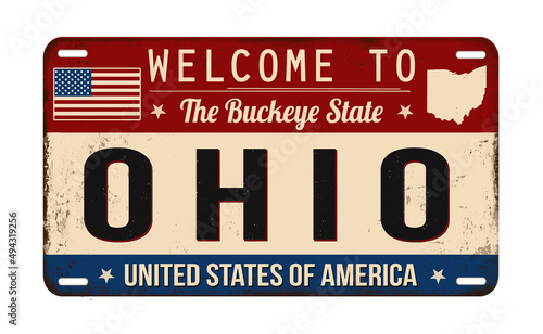 Welcome to Ohio vintage rusty license plate