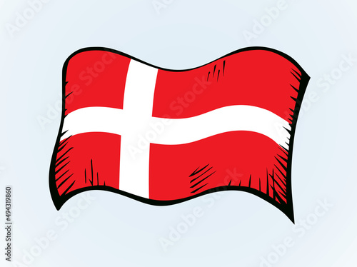 Flag of Denmark. Vector drawing icon