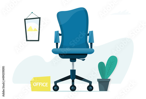 The concept of office work. Office easy chair. Vector illustration in modern cartoon style