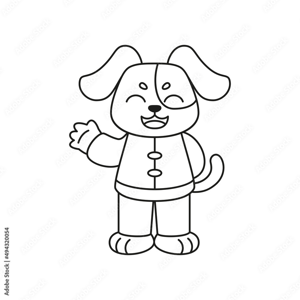 Isolated cute dog with traditional chinese clothes Zodiac sign Vector illustration Isolated cute dog with traditional chinese clothes Zodiac sign Vector illustration