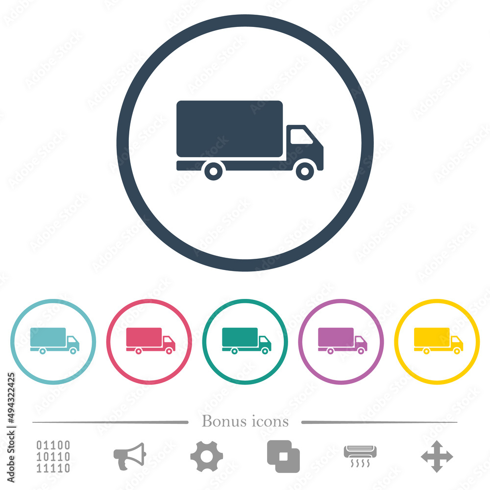 Freight car side view flat color icons in round outlines Freight car side view flat color icons in round outlines
