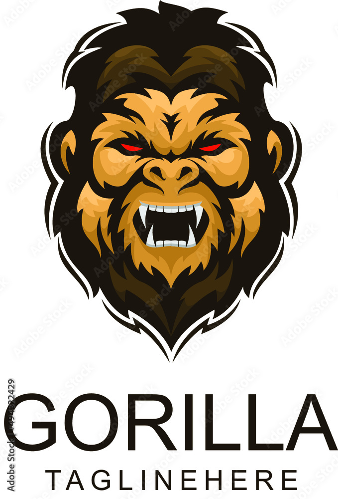 gorilla head character mascot logo