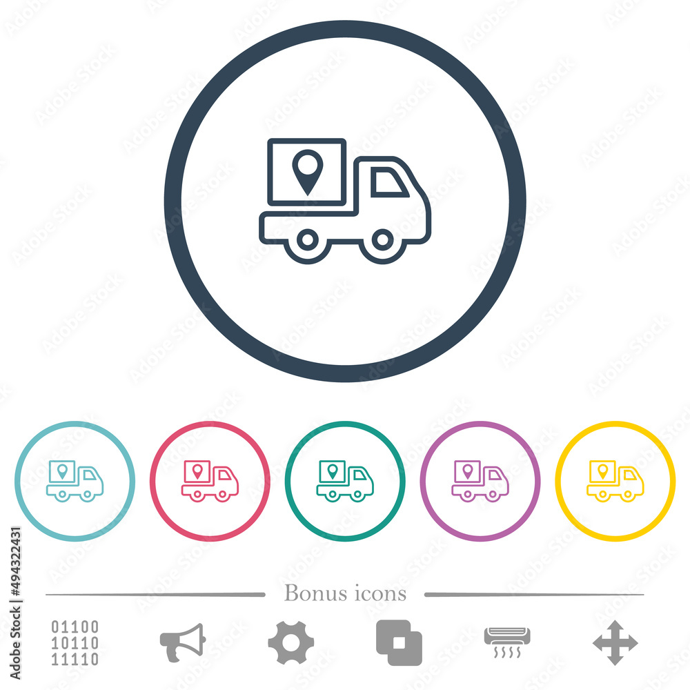 Package delivery tracking outline flat color icons in round outlines Package delivery tracking outline flat color icons in round outlines