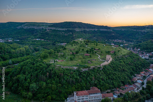 sunrise aerial view of Trapezitsa fortress in Veliko Tarnovo, Bulgaria. photo