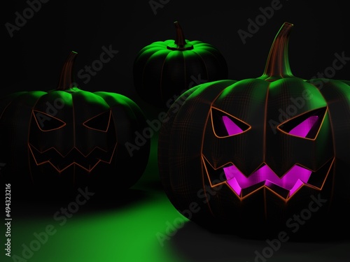 Halloween pumpkin image on uniform background, 3D rendering