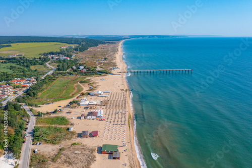 Aerial view of a beach in Bulgarian village Shkorpilovtsi. photo