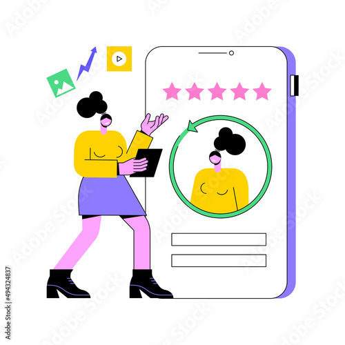 Online identity management abstract concept vector illustration. Image management, online personal branding management, brand reputation, product presence, social network services abstract metaphor.