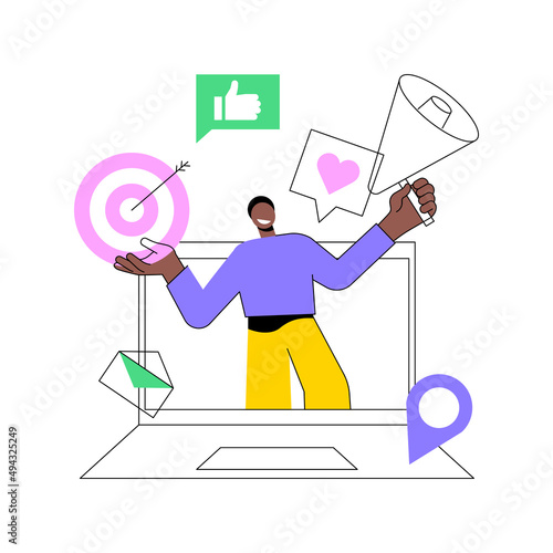 Post engagement abstract concept vector illustration. Social media posting, create engaging post, generate engagement, follower interaction, interactive content, ask subscribers abstract metaphor.