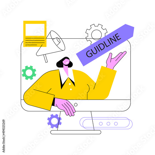 Brand communication guideline abstract concept vector illustration. Brand guidelines, communication standard, visual identity, representation in media, communicative strategy abstract metaphor.