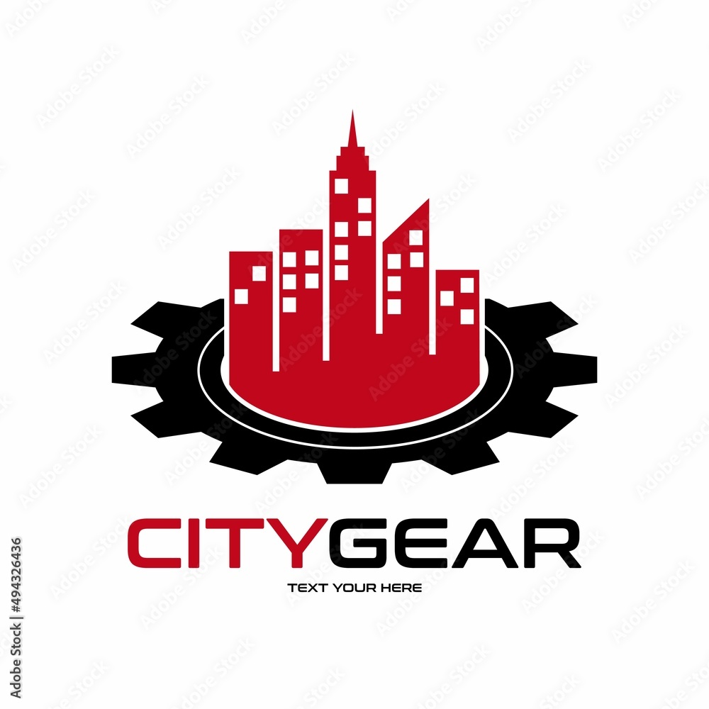 City gear vector logo template. This design use building symbol