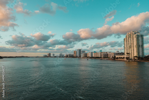 city skyline miami usa florida clouds sea blue 