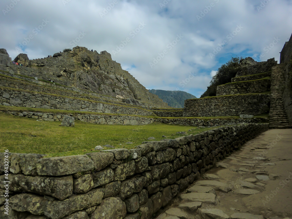 Carved stone structures from the Inca Empire at Machu Picchu - Cusco (Cuzco), Peru.