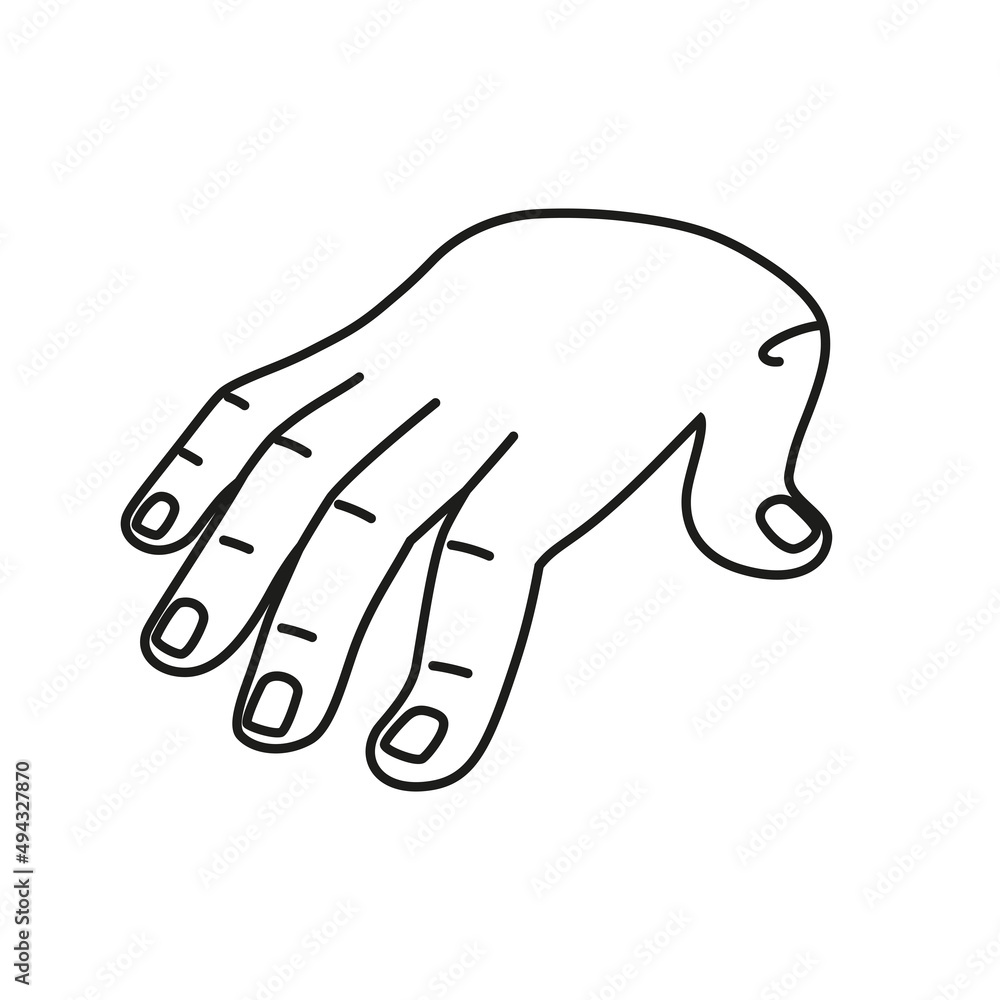 Isolated hand cartoon outline icon doing a gesture Vector illustration Isolated hand cartoon outline icon doing a gesture Vector illustration