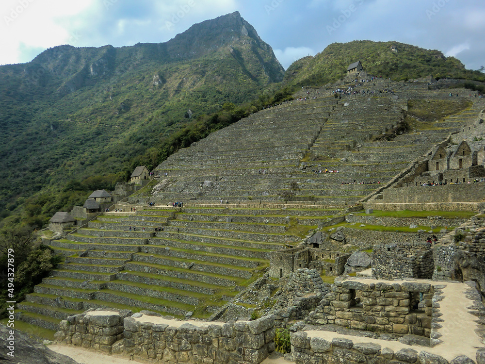 The terraces or platforms, structures of the Inca Empire in Machu Picchu - Cusco (Cuzco), Peru.