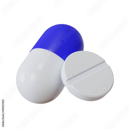 3d pills and tablets medicine icon