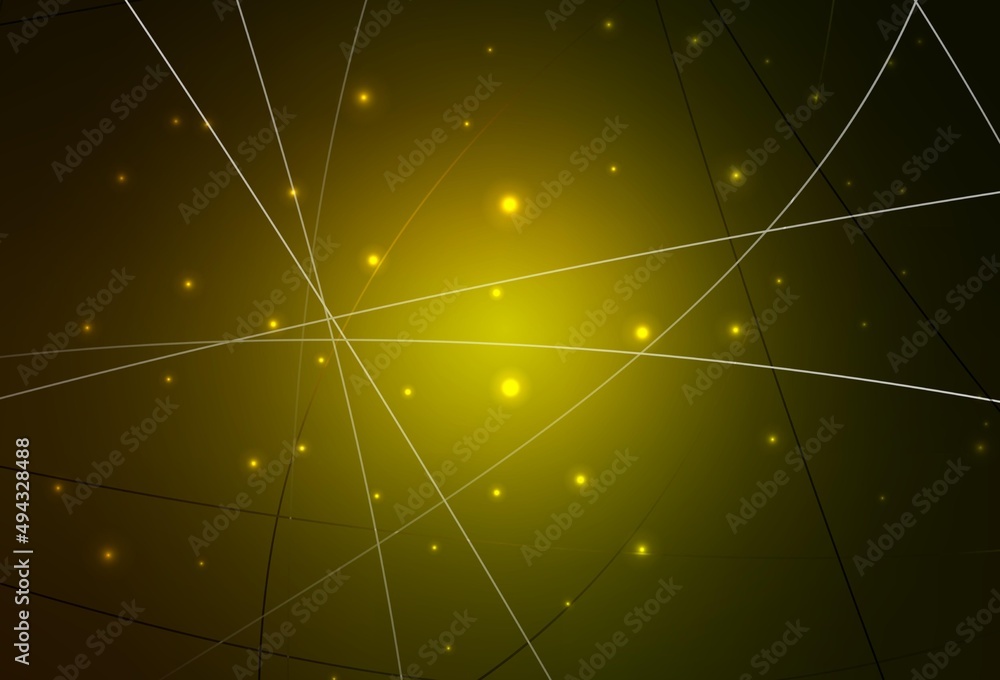 Dark Green, Yellow vector template with crystals, circles. Dark Green, Yellow vector template with crystals, circles.