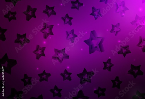 Dark Pink vector template with sky stars.