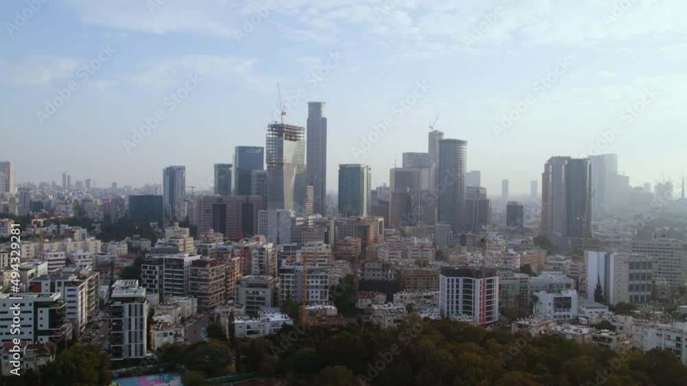 Tel Aviv, Ramat Gan skyscrapers skyline aerial shot, high-rise buildings Tel Aviv, Ramat Gan skyscrapers skyline aerial shot, high-rise buildings