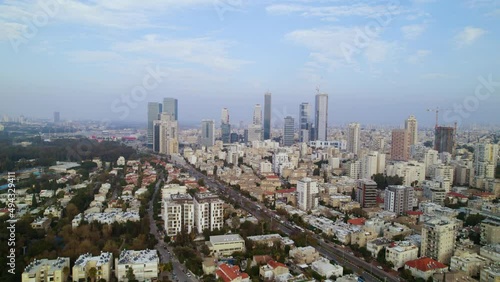 Aerial view of the streets of Tel Aviv, Ramat Gan, Petah Tikva, Bnei Brak photo