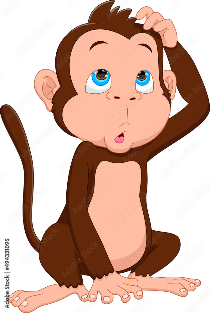 Fototapeta premium cartoon cute monkey on white background