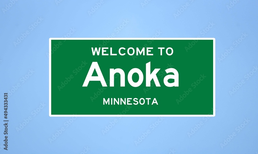 Anoka, Minnesota city limit sign. Town sign from the USA. Anoka, Minnesota city limit sign. Town sign from the USA.