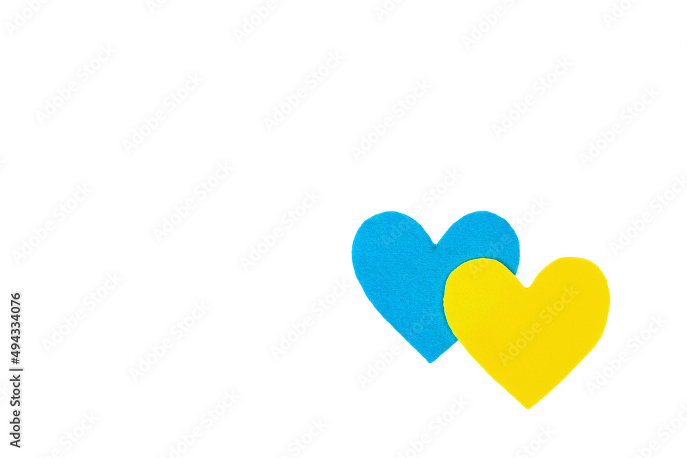 Heart in the colors of the Ukrainian flag. Stop the war concept. Heart isolated on white background