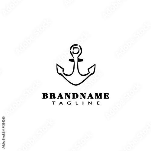 anchor logo icon cute template vector illustration