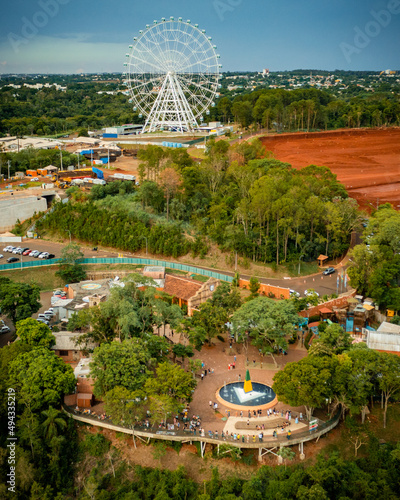 aerial photo with drone of marco das tres borders in foz do iguaçu brazil