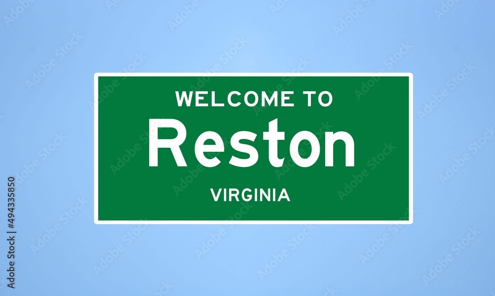Reston, Virginia city limit sign. Town sign from the USA. Reston, Virginia city limit sign. Town sign from the USA.