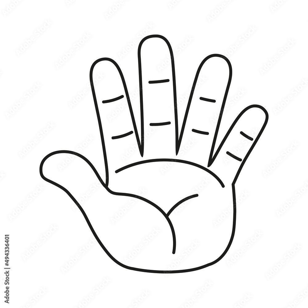 Isolated hand cartoon outline icon doing a gesture Vector illustration
