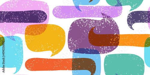 Hand drawn callout clouds as background motif. Vector seamless pattern with speech bubbles various shapes.