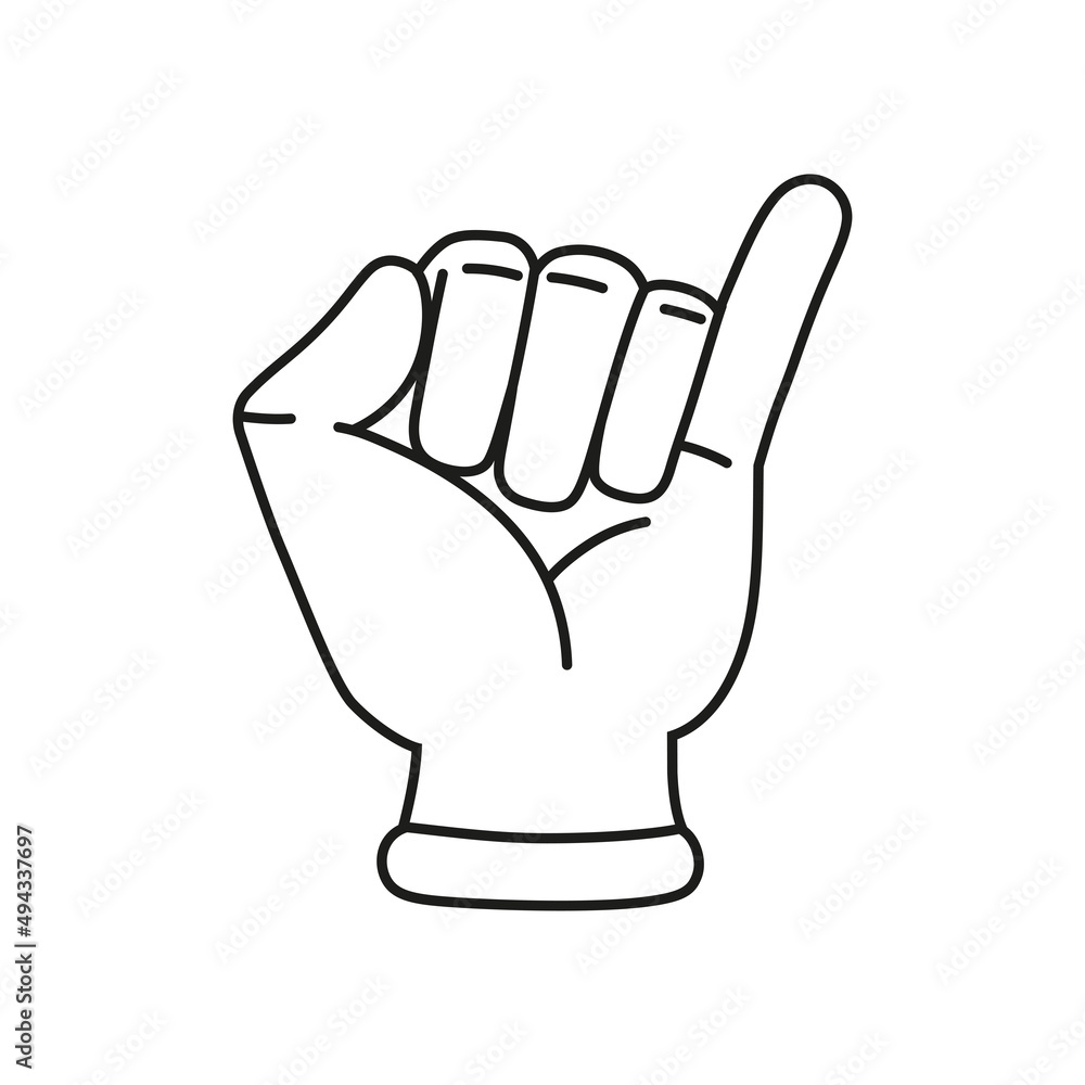 Isolated hand cartoon outline icon doing a gesture Vector illustration