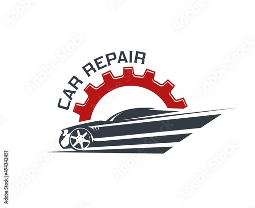 Car engine repair service icon of auto mechanic garage and automotive maintenance, vector symbol. Car repair center and fix station or vehicle fix center, motor gear and engine reparation workshop